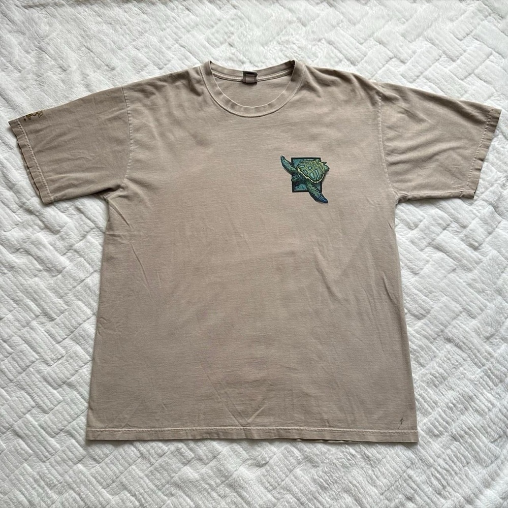 Vintage Hawaii Sea Turtle Graphic Tee - Beige with Green Turtle XL - Picture 2 of 7